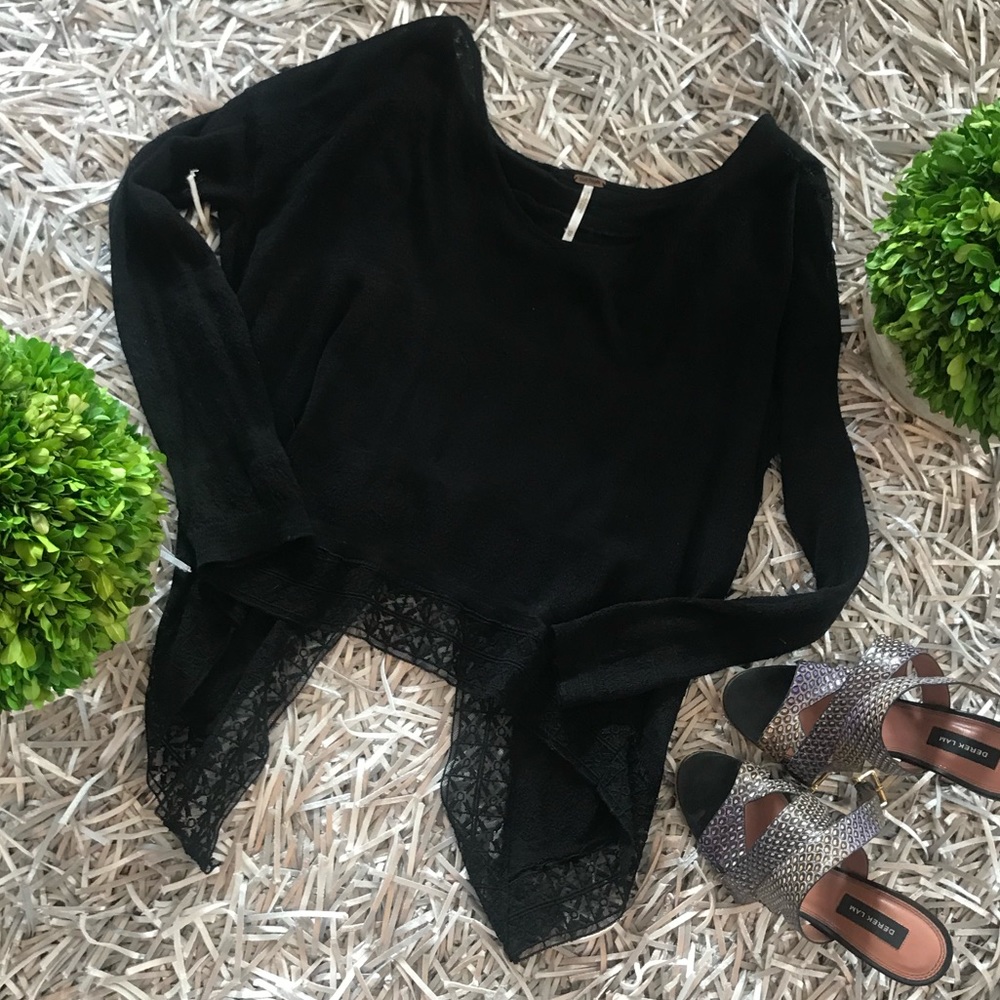 🐘Free People open back sheer shirt XS